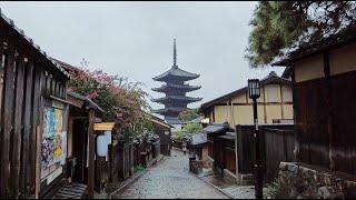 4K ASMR  Rainy Sannenzaka Kyoto Morning Walk  Kyoto Traditional Streets Temples. Sounds of rain