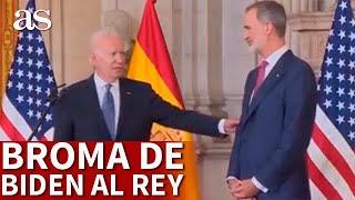 La BROMA de BIDEN a FELIPE VI que dejó al REY a carcajada limpia  Diario AS