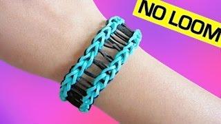 Railroad Rainbow Loom Bracelet without Loom using 2 Forks