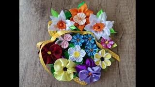 Kanzashi flower wreath  spring wreath Handmade Decoration DIY