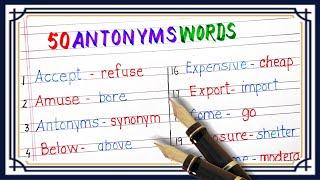 50 Antonyms words  List of antonyms  Vilom shabd  Antonyms words in english