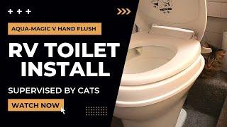 RV Toilet Unboxing and Install  Aqua-Magic V Hand Flush