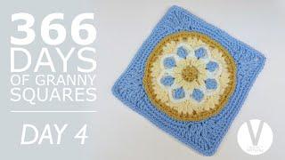 How to crochet granny square  366 Days of Granny Squares  Day 4