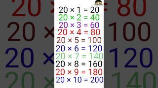 Table of 20  20 ka pahada  #shorts #math  learn table of 20