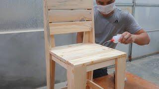 Amazing Pallet Woodworking Techniques  How To Make A Simple Chair For Beginners  Woodworking