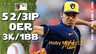 Hoby Milner  May 22  June 1 2022 6G  MLB highlights