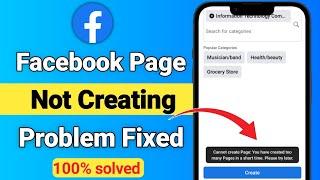 Facebook Page Not Created Problem Solved  Facebook Page Create Problem Fixed Kaise Kare