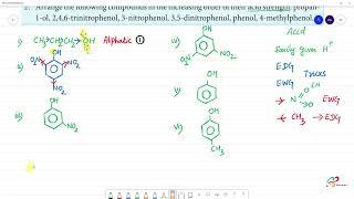 Propan1-ol 246-trinitrophenol 3-nitrophenol 35-dinitrophenol phenol 4-methylphenol