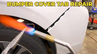 How to fix broken bumper cover tab with paper clip and heat.