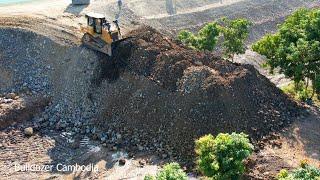 NEW PROJECT THE BEST WORK FAST DOZER CAT​ D6R2 PUSHING CLEARING SOIL MAKE NEW ROAD DAM CONSTRUCTION