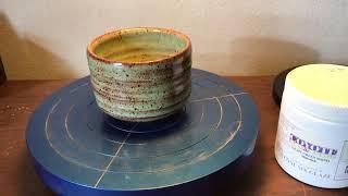 COYOTE GLAZES -  Light Green Shino Glaze on Laguna Speckled Buff Tea Bowl