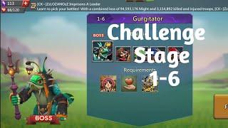 Lords mobile Challenge stage 1-6 f2pGurgitator challange stage 1-6