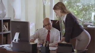 Young secretaries work alone in the office with her boss