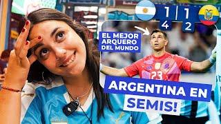 ARGENTINA 1 4 - ECUADOR 1 2  REACCIÓN de HINCHA URUGUAYA rodeada de ARGENTINOS *Copa América*