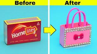 4 DIY Miniature bags for barbie doll easy  How to make miniature bags from matchbox