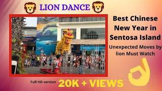 Chinese New Year 2018 Lion dance  Street moves  Singapore  Sentosa island  China festive