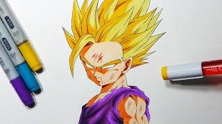 Tutorial How To Draw GOHAN SUPER SAIYAN 2 - Step by Step