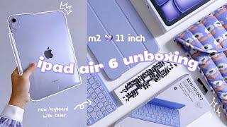 m2 ipad air 11” purple unboxing  apple pencil pro + accessories 아이패드 에어