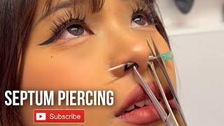 Septum nose piercing for this beauty ️ Don’t try this at home #septum #nosepiercing