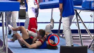 Gymnasts Being Saved by their Spotters INCREDIBLE gymnastics spotter saves