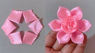 DIY How to make an adorable fabric rose flower in just few minutes  DIY Ribbon Flowers