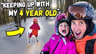 Keeping Up Tree Skiing + Filming   4 Year Old Girl  Mic Cuteness