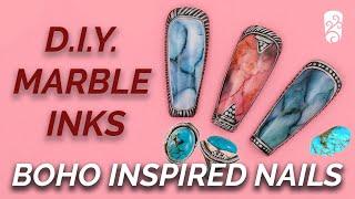 HOW TO Marble With Nail Ink  Boho Ring Inspired Design  DIY Marble Ink