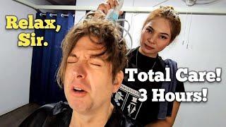 3 HOURS COULDNT MOVE or TALK ASMR Ear Cleaning Massage Facial & Shave Pattaya Thailand 
