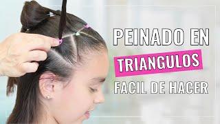 Hermoso Peinado Para Niñas en Triangulos con Elasticos   Peinados Faciles y Rapidos de Hacer