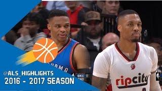 Damian Lillard vs Russell Westbrook PG Duel 2017.03.02 - Dame With 33 Pts Russ With 45 Pts