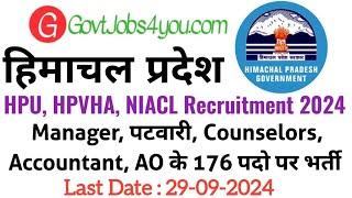 HPU HPVHA NIACL Recruitment 2024  HP Govt Jobs 2024