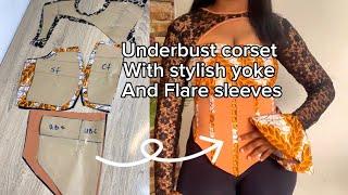 How to Cut and Sew a Bustier Blouse with an Under-bust Corset and a Basque Waist Line