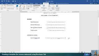 MS Word  Creating a template using the Developer Tab