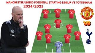 MANCHESTER UNITED VS TOTTENHAM  MAN U potential starting lineup ● PREMIER LEAGUE 20242025 MATCHWEE