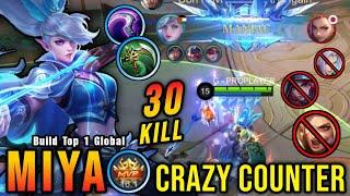 30 Kills Miya Almost SAVAGE Amazing 1v3 Counter Gank - Build Top 1 Global Miya  MLBB