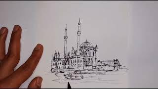 #رسم #اسكتش #جامع أورطة كوي #اسطنبول  #drawing #sketch #Ortakoy Mosque #Istanbul #çizim #2023