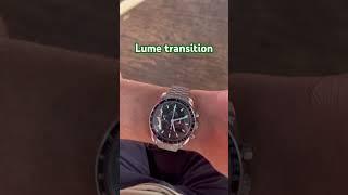 Omega Speedmaster lume strength through a slightly dim transition #omega #watches #luxury