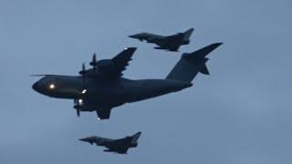 A400M Atlas and Typhoon FGR4s Flypast  Royal Edinburgh Military Tattoo 4th August 2023