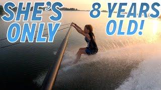 8 Year Old Girl Barefoot Skis at Shredfest