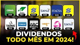 CARTEIRA DE AÇÕES PARA RECEBER DIVIDENDOS TODOS OS MESES EM 2024