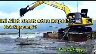 Unik Alat Berat Kok Ngapung? Backhoe Terapung