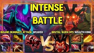 WHO IS STRONGER? Between Insane Geminate Attack Weaver Vs. Brutal Burn DPS Wraith King  7.36b Dota2