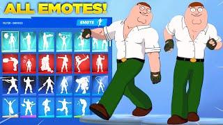 Fortnite PETER GRIFFIN SKIN Showcase with All Fortnite Dances & Emotes Family Guy