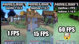 Minecraft 1.16.5 VS Optifine VS Optifine+FPS Reducer comparison
