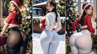 4k AI Art - Santa Girlfriend decorates for Christmas and enjoys the first snow - Ai Lookbook 