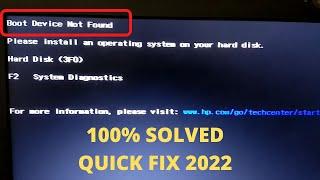 100% FIXED -Boot Device Not Found Please Install An Operating System On Your Hard Disk 3F0English