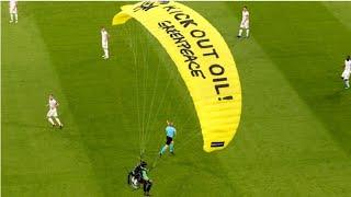 EURO 2020 Different views of the parachute guy landing during France vs Germany match