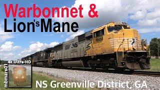 8G4k Warbonnet and Lions Mane Trains on the Norfolk Southern Greenville Dist. GA 07172021