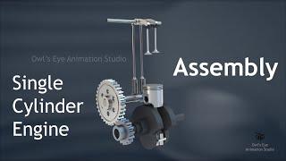 Single Cylinder Engine Assembly  Piston Head  Animation