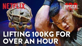 How many hours can you endure carrying a heavy boulder above your head?  Physical 100 Ep 7-8 ENG